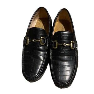 EUC Easy Strider Timeless Classy Horsebit Loafer Shoes Men Black Croc Size 9